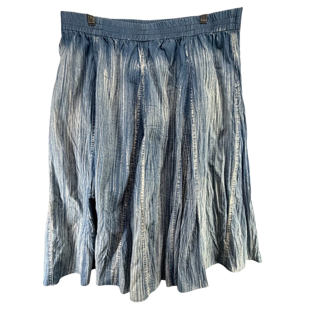 Soft Surroundings Denim Skirt Womens XL Blue Acid Wash Paneled Coastal Boho Chic
